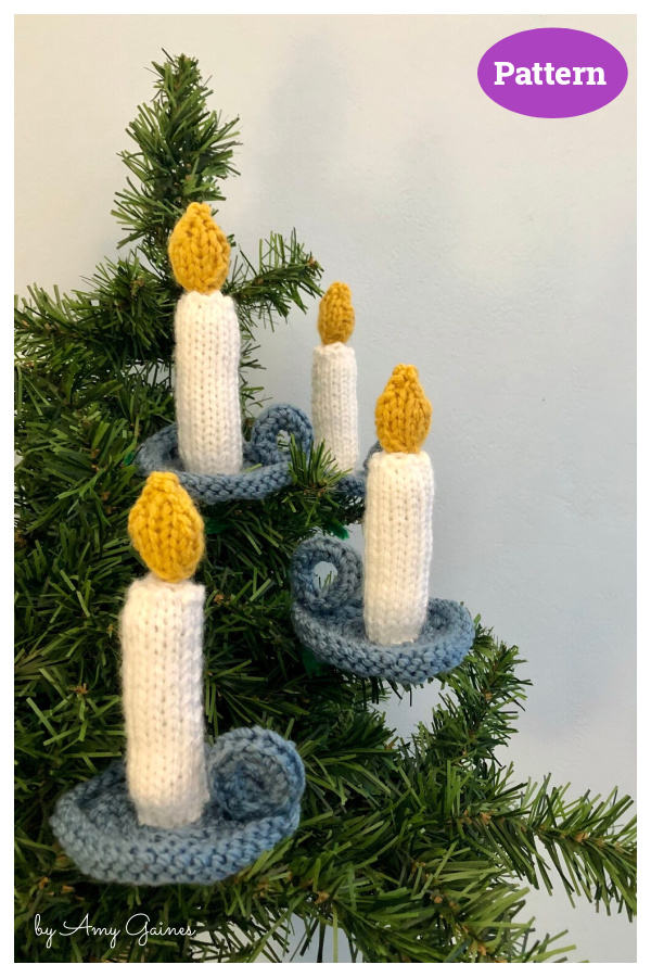 Christmas Candle Ornament Free Knitting Pattern