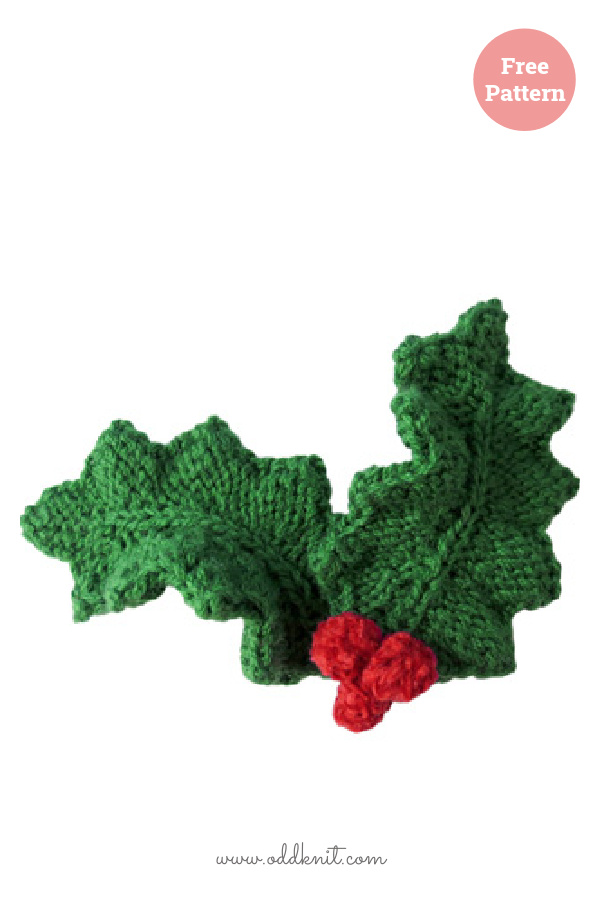 Christmas Holly Leaf Free Knitting Pattern