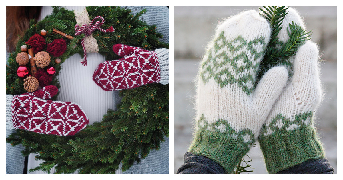 Garter Stitch Christmas Mittens Free Knitting Pattern