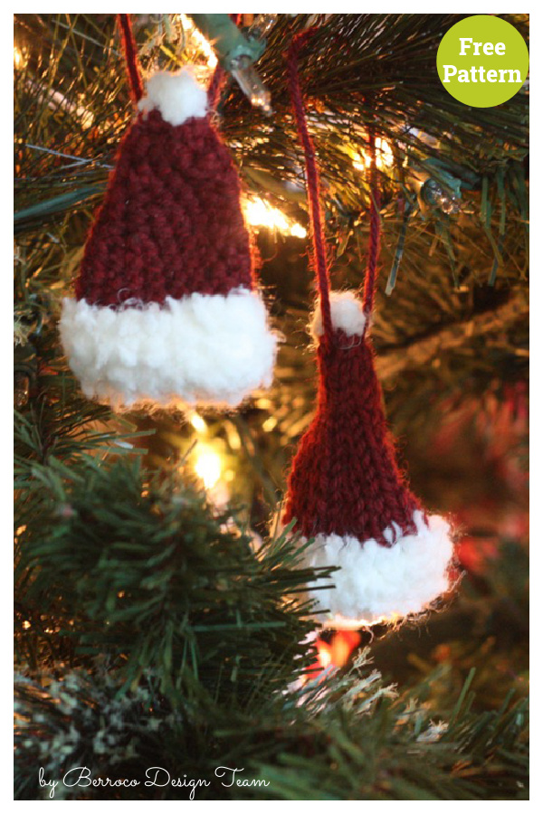 Santa Hat Ornament Free Knitting Pattern