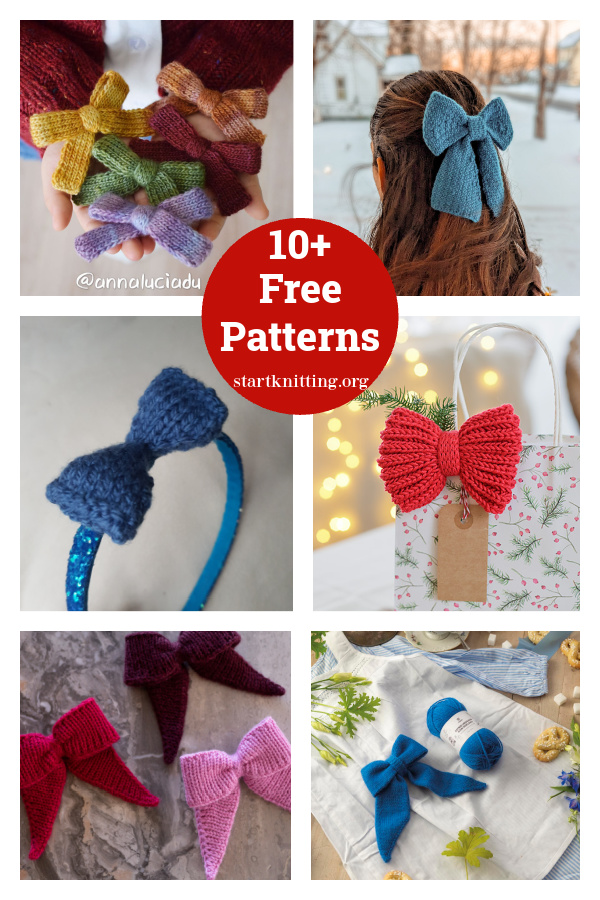 10+ Simple Love Bow Free Knitting Patterns