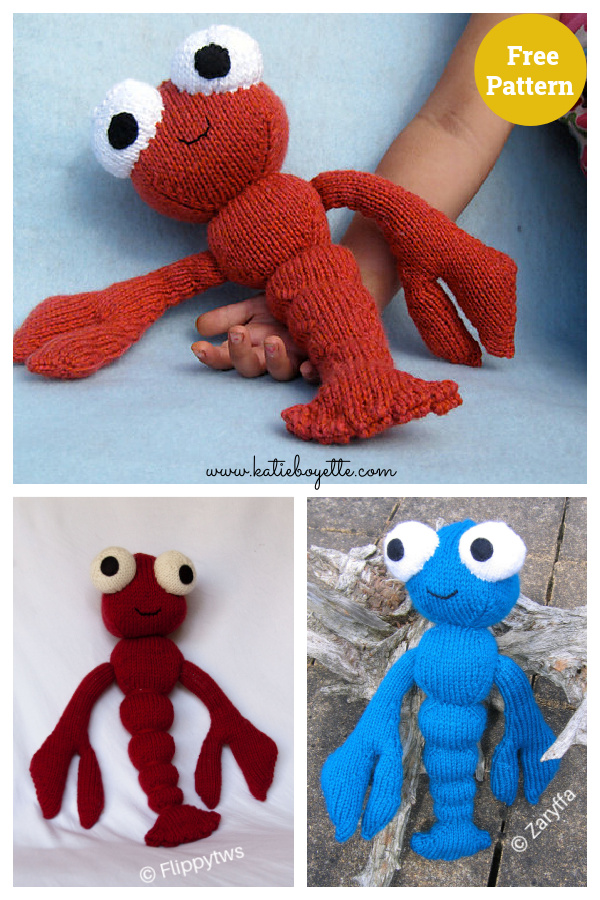 Lobster Toy Free Knitting Pattern
