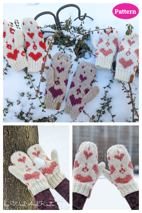 Valentine Mittens Free Knitting Pattern