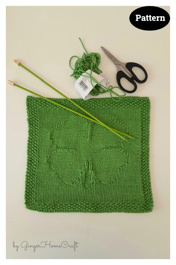 Four Leaf Clover Dishcloth Knitting Pattern