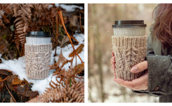 Snow Fern Mug Cozy Free Knitting Pattern