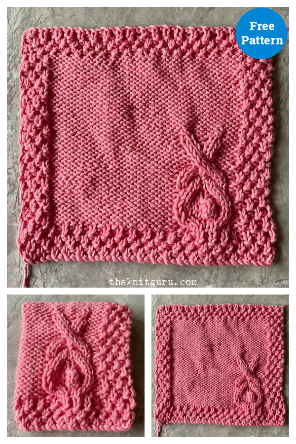 Bunny Rabbit Cable Washcloth Free Knitting Pattern