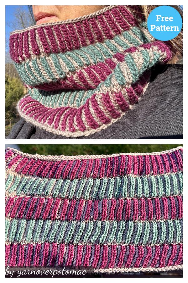 Colorblock Brioche Cowl Free Knitting Pattern