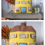 Cozy Yellow House Pillow Free Knitting Pattern