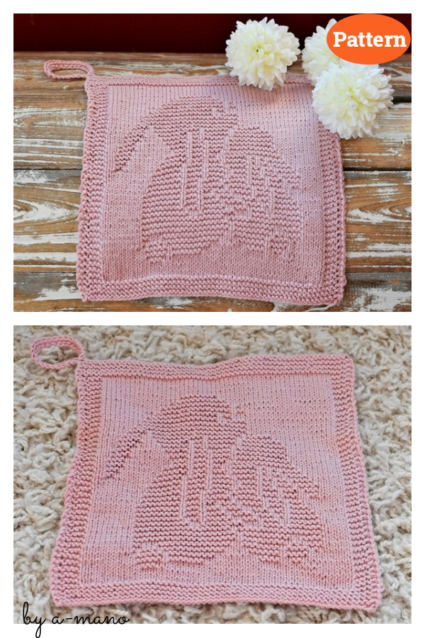 Cuddly Bunnies Washcloth Knitting Pattern
