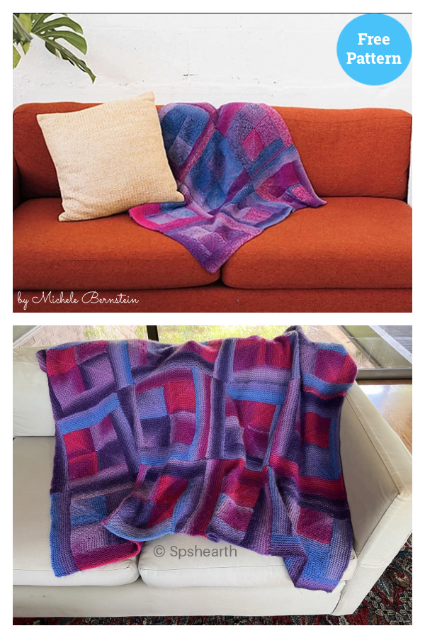 Impressionist Kaleidoscope Blanket Free Knitting Pattern