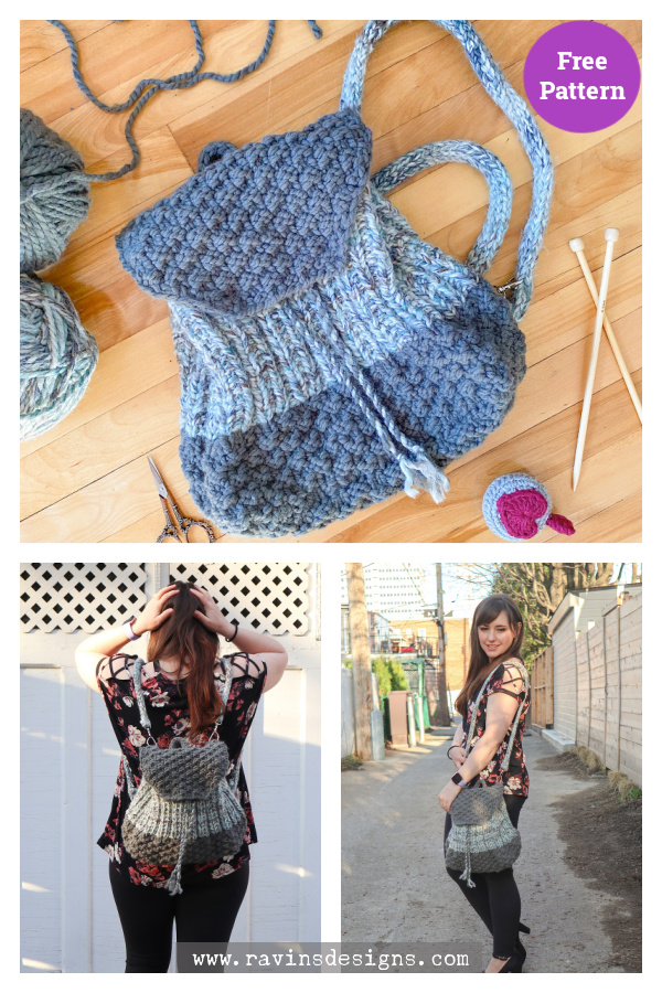 Marble & Bricks Backpack Free Knitting Pattern 