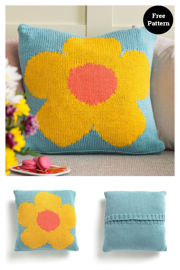Mod Flower Pillow Free Knitting Pattern
