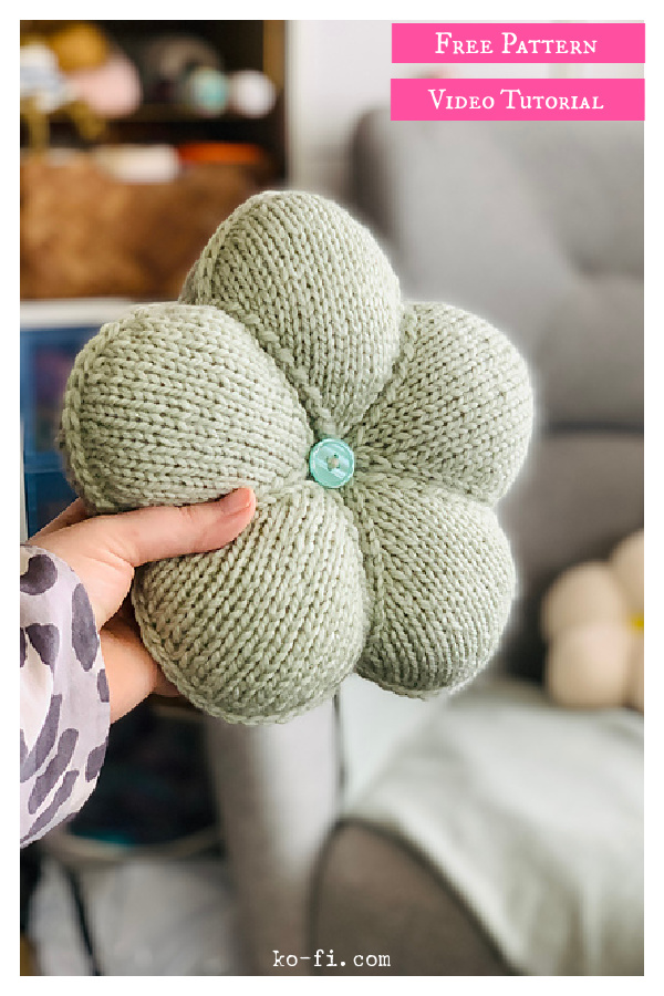 Small Flower Cushion Free Knitting Pattern and Video Tutorial