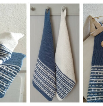 2 Color Combo Towel Free Knitting Pattern