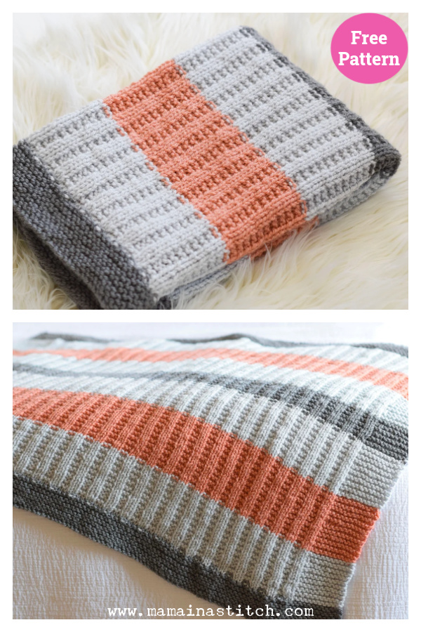 Easy Mae Ribbed Blanket Free Knitting Pattern 