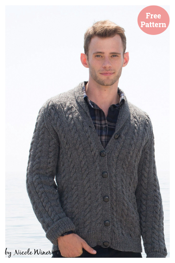 Hey Handsome Cable Cardigan Free Knitting Pattern