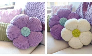 Plush Flower Pillow Free Knitting Pattern