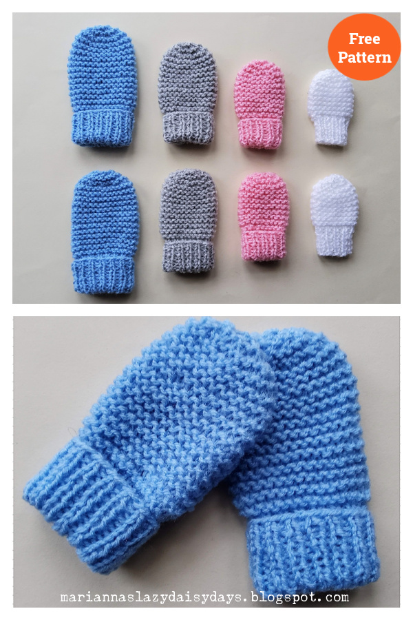 Easy Garter Stitch Baby Mittens Free Knitting Pattern