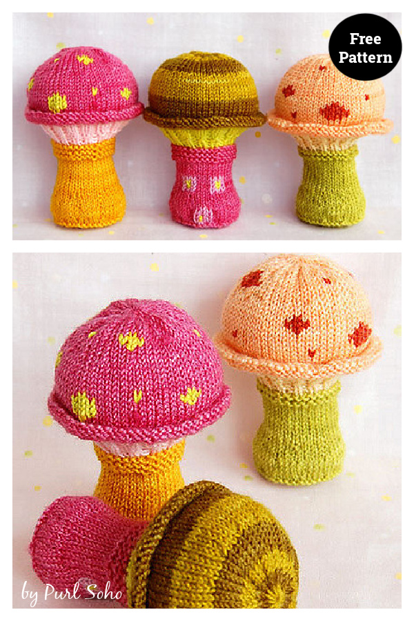 Toadstool Baby Rattle Free Knitting Pattern