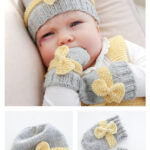 Little Miss Ribbons Hat and Mittens Set Free Knitting Pattern