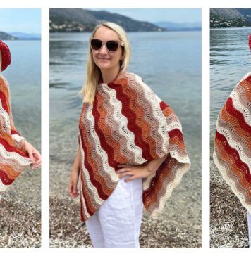 Ripples and Ridges Poncho Free Knitting Pattern