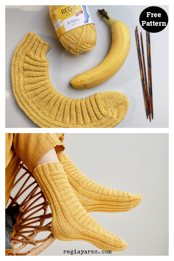 Banana Tube Socks Free Knitting Pattern