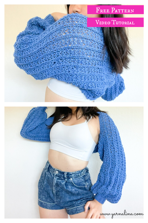 Bolero Shrug Free Knitting Pattern and Video Tutorial