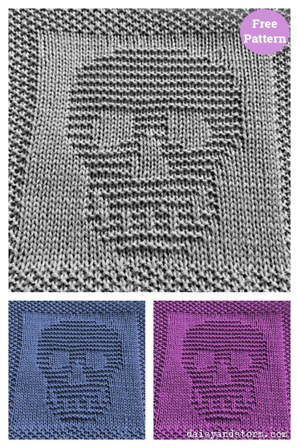 Skull Dishcloth or Afghan Square Free Knitting Pattern