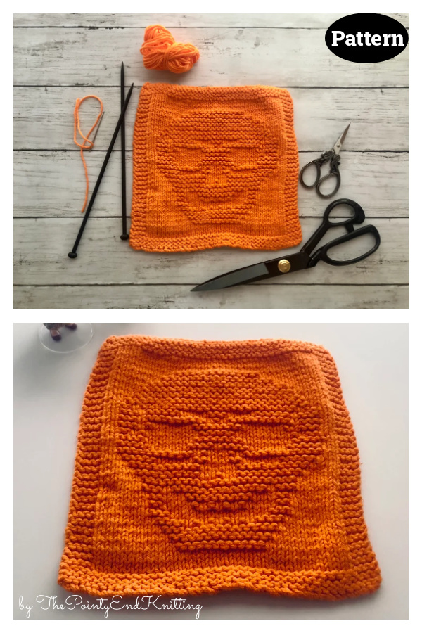 Skull Washcloth Knitting Pattern