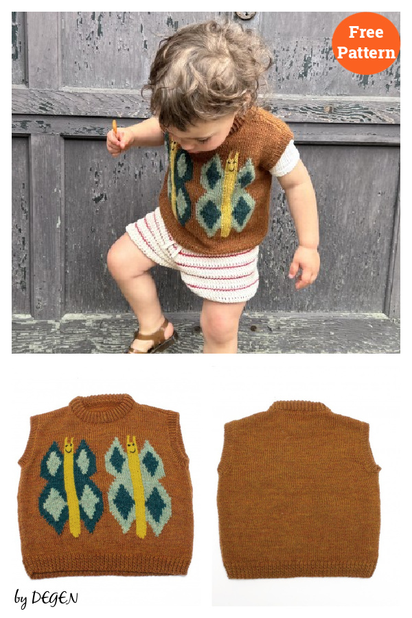 Butterfly Besties Children’s Slipover Free Knitting Pattern