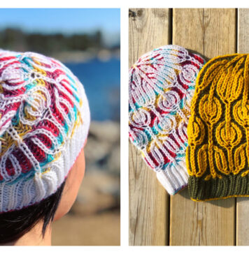 Flower Brioche Hat Free Knitting Pattern