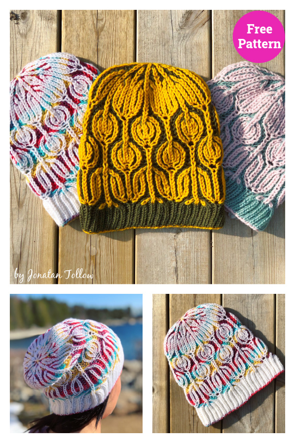 Flower Brioche Hat Free Knitting Pattern