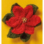 Poinsettia Flower Brooch Free Knitting Pattern