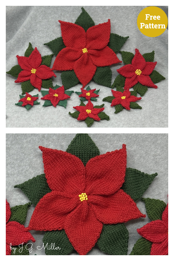 Poinsettias on Parade Free Knitting Pattern