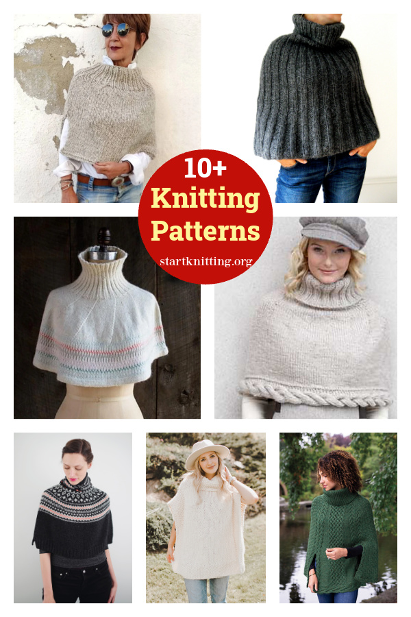 10+ Turtleneck Poncho Knitting Patterns 