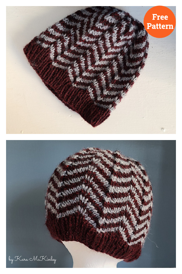 Chevron Stripes Hat Free Knitting Pattern