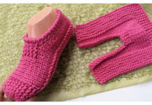 Flat Two-Needles Slippers Free Knitting Pattern and Video Tutorial