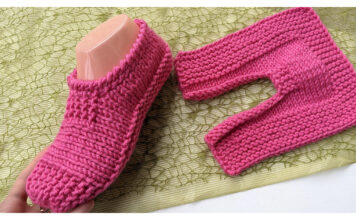 Flat Two-Needles Slippers Free Knitting Pattern and Video Tutorial