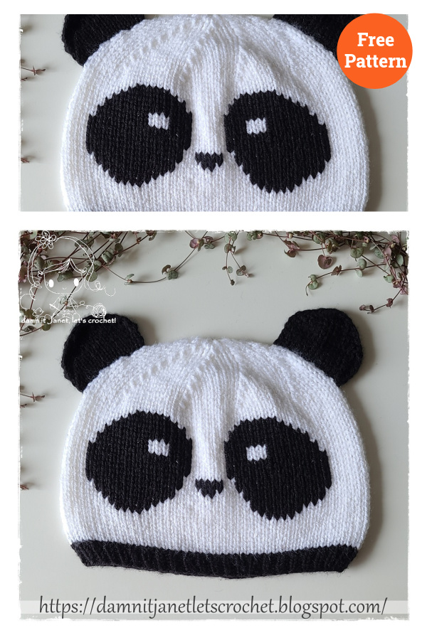 Panda Beanie Free Knitting Pattern