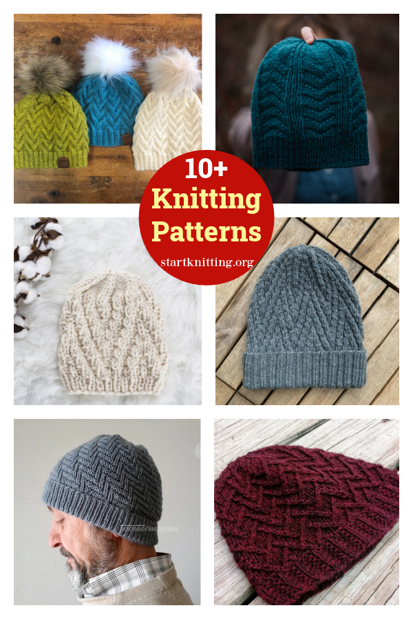 Textured Chevron Hat Knitting Patterns 