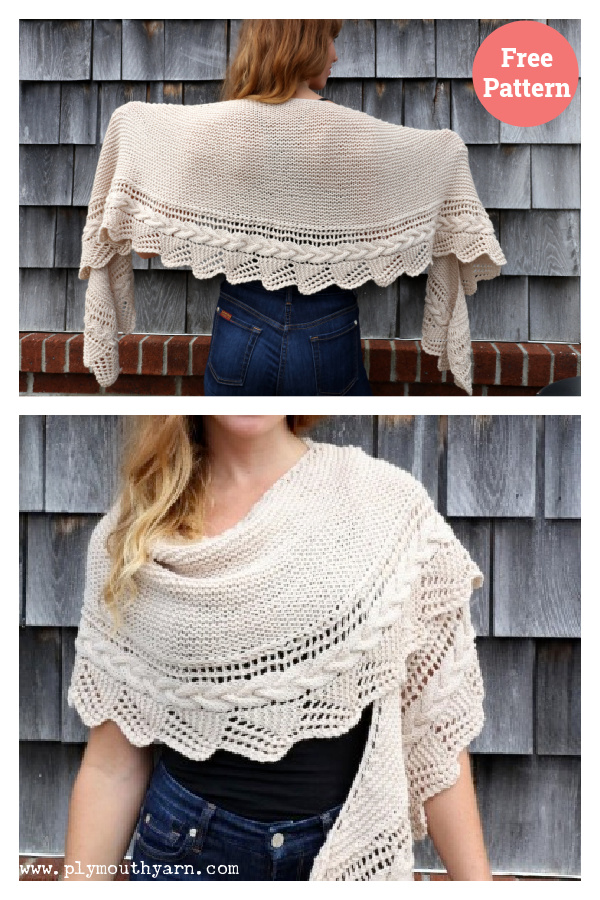 Cable Edged Shawl Free Knitting Pattern