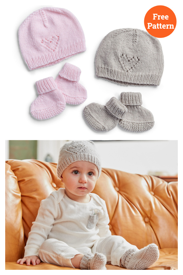 Cutie Booties and Cap Set Free Knitting Pattern