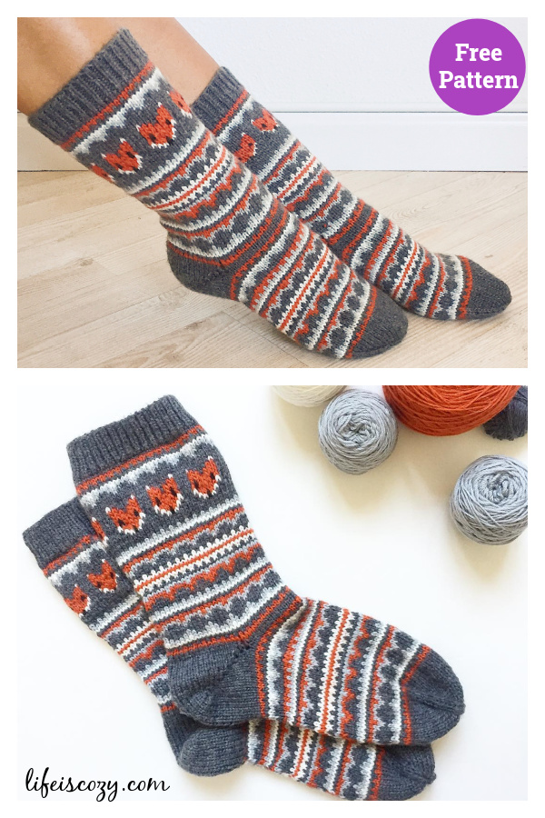 Fox Isle Socks Free Knitting Pattern