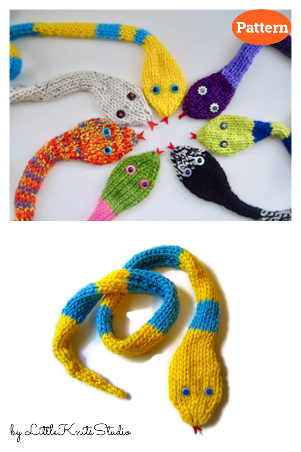 Funny Snake Scarf Knitting Pattern