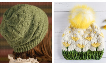 Dandelion Stitch Beanie Hat Knitting Patterns