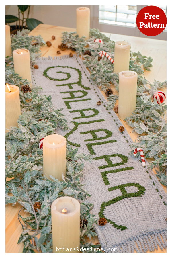 Falalalala Table Runner Free Knitting Pattern