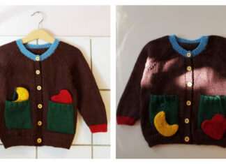 Love Moon Children’s Cardigan Free Knitting Pattern