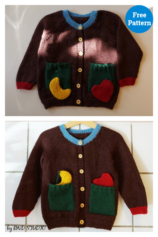 Love Moon Children’s Cardigan Free Knitting Pattern