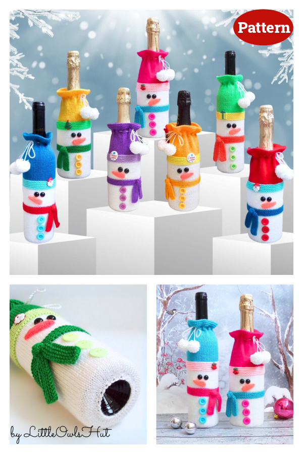 Snowman Bottle Covers Knitting Pattern 