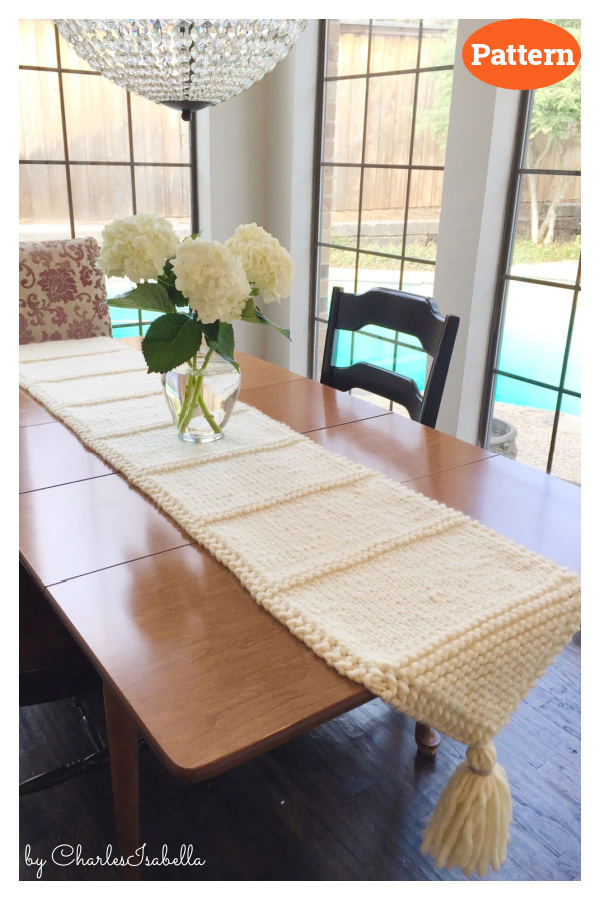 Table Runner with Tassels Knitting Pattern